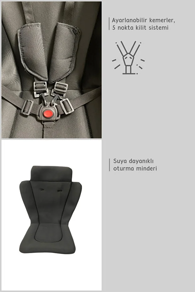 Pusetli̇ Bebek Arabasi Travel Çift Yön Tam Yatış Pozisyonlu Pratik Katlanır Mama Tablalı